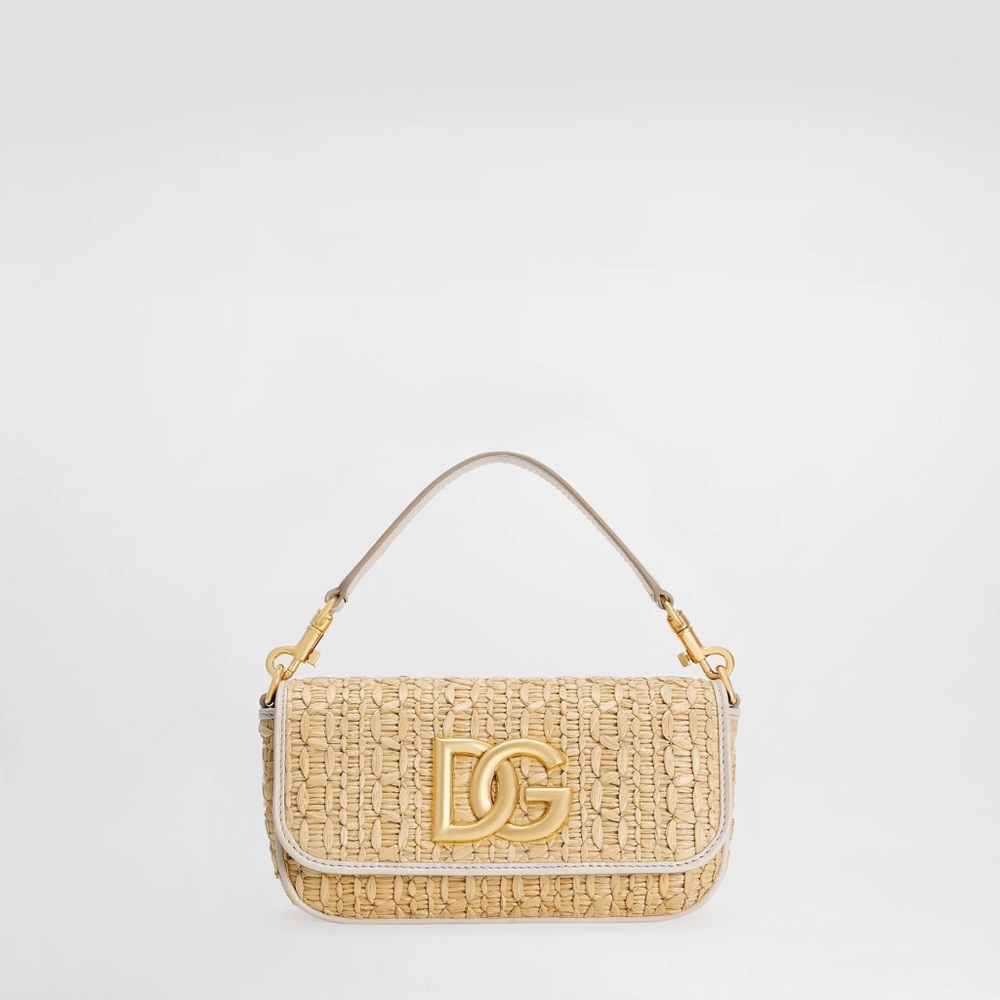 Dolce & Gabbana Beige Rafia Crochet Shoulder Bag